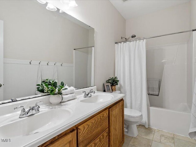 1662 Beechaven Rd, Fuquay Varina, NC 27526 - bathroom with shower / bathtub combination with curtain, double vanity, and toilet