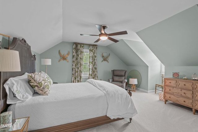 1813 Carrington Dr, Raleigh, NC 27615 - bedroom featuring lofted ceiling, carpet, ceiling fan, and baseboards