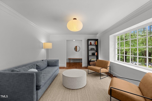 1706 Rangecrest Rd, Raleigh, NC 27612 - living area with wood finished floors, crown molding, and baseboards