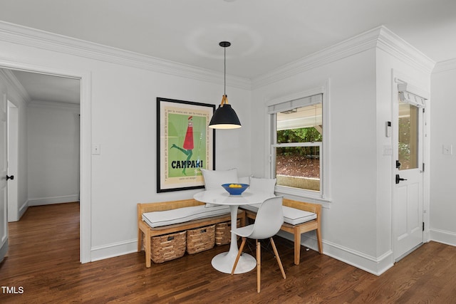 1706 Rangecrest Rd, Raleigh, NC 27612 - living area featuring baseboards, wood finished floors, and crown molding