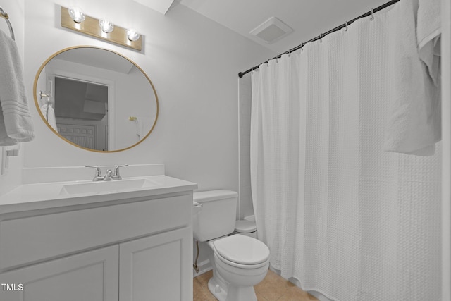 1706 Rangecrest Rd, Raleigh, NC 27612 - bathroom featuring vanity, toilet, shower / bath combo with shower curtain, and tile patterned floors