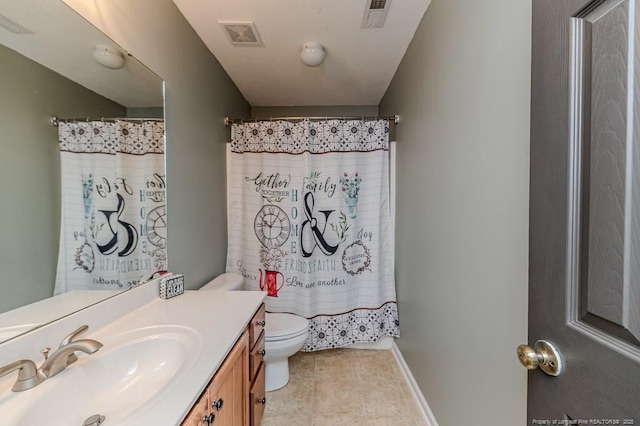 2068 Tingen Rd, Broadway, NC 27505 - full bathroom with vanity, toilet, baseboards, and a shower with shower curtain