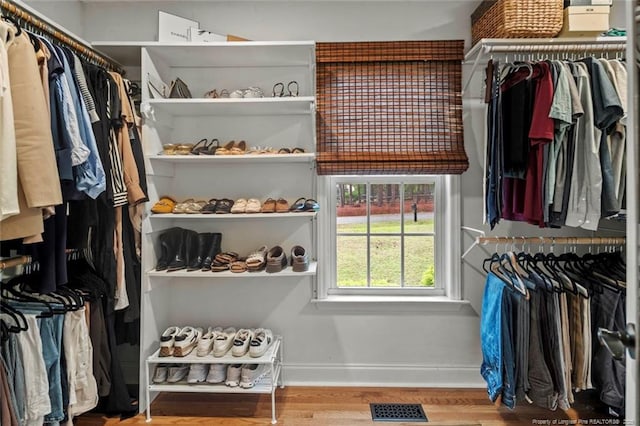 spacious closet featuring wood finished floors
