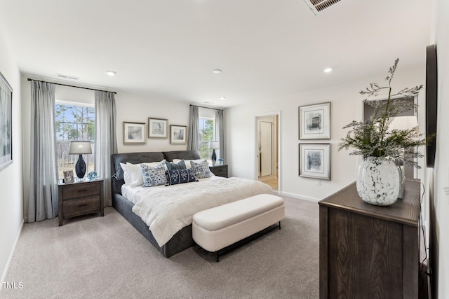 27 Cribbs Ln, Middlesex, NC 27557 - bedroom featuring light carpet, multiple windows, baseboards, and recessed lighting