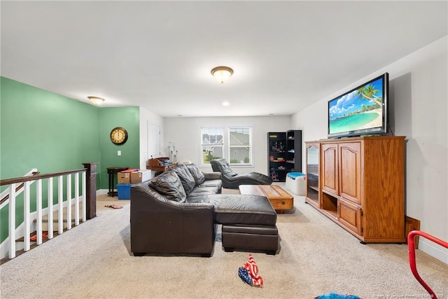 living area with carpet floors