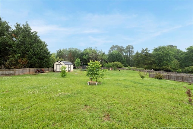 view of yard with a shed and an outdoor structure