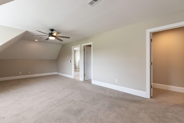 120 Gentle Rain Dr, Garner, NC 27529 - bonus room featuring ceiling fan, light colored carpet, baseboards, and vaulted ceiling