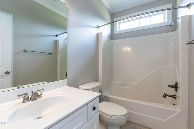 120 Gentle Rain Dr, Garner, NC 27529 - full bath with ornamental molding, toilet,  shower combination, and vanity
