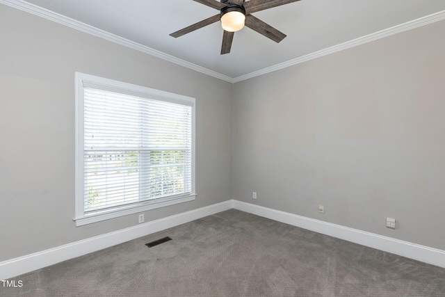 120 Gentle Rain Dr, Garner, NC 27529 - unfurnished room featuring ceiling fan, carpet flooring, baseboards, and crown molding
