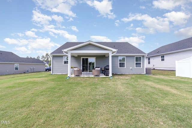 8615 Kenridge Ln, Fuquay Varina, NC 27526 - rear view of property with a patio, a lawn, and cooling unit