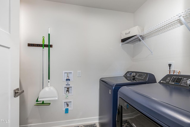 8615 Kenridge Ln, Fuquay Varina, NC 27526 - laundry area featuring washing machine and clothes dryer and baseboards