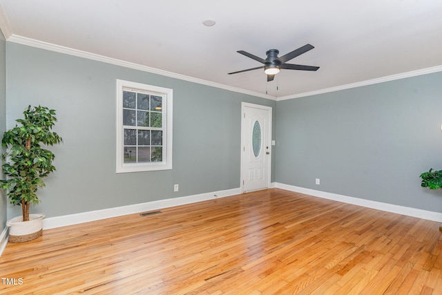 4420 W River Rd, Franklinton, NC 27525 - spare room featuring light wood finished floors, crown molding, baseboards, and a ceiling fan