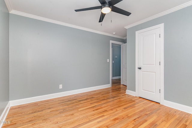 4420 W River Rd, Franklinton, NC 27525 - unfurnished bedroom featuring light wood-style floors, ornamental molding, baseboards, and a ceiling fan
