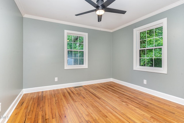 4420 W River Rd, Franklinton, NC 27525 - empty room featuring ornamental molding, light wood finished floors, ceiling fan, and baseboards