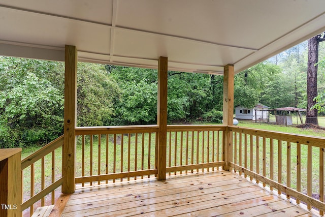 4420 W River Rd, Franklinton, NC 27525 - wooden terrace with view of scattered trees