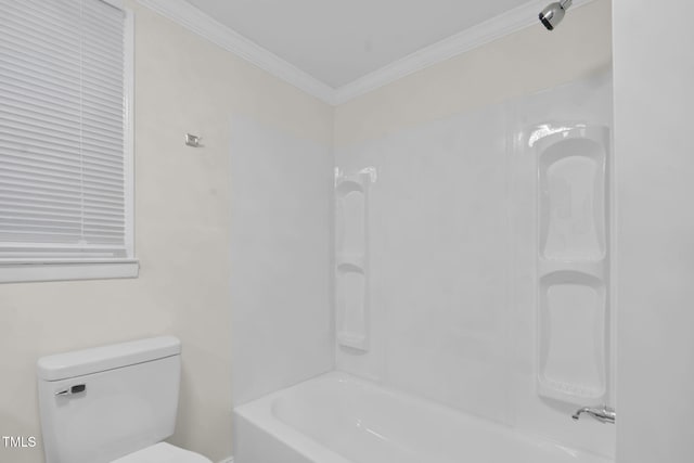 313 W Church St, Angier, NC 27501 - full bath with crown molding, toilet, and bathtub / shower combination