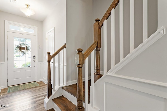 174 Walking Path Pl, Hillsborough, NC 27278 - entrance foyer featuring stairway and wood finished floors