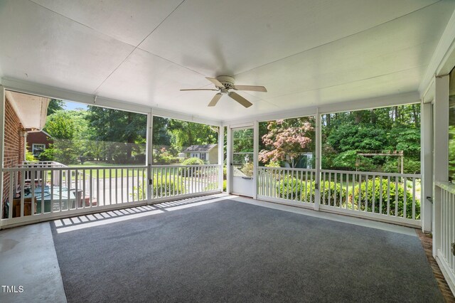 2610 N Main St, Tarboro, NC 27886 - unfurnished sunroom featuring ceiling fan and healthy amount of natural light