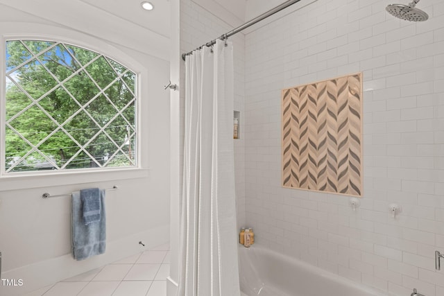 5308 Montclair Dr, Raleigh, NC 27609 - full bathroom featuring shower / bathtub combination with curtain and tile patterned flooring