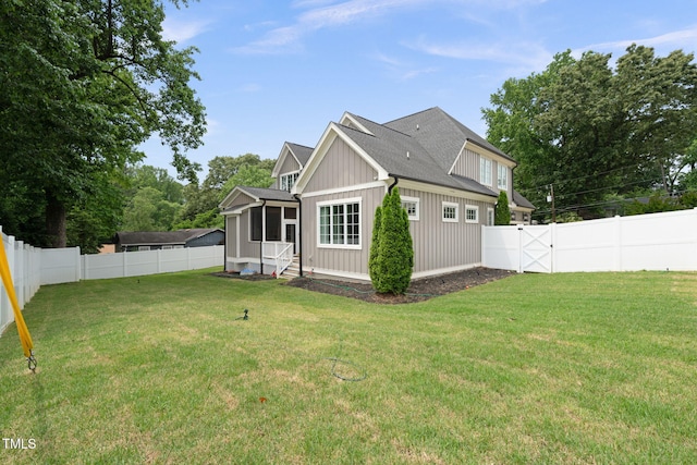 5308 Montclair Dr, Raleigh, NC 27609 - rear view of property featuring entry steps and board and batten siding