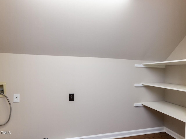 301 Monterey Ct, Benson, NC 27504 - laundry room with washer hookup, wood finished floors, baseboards, and electric dryer hookup
