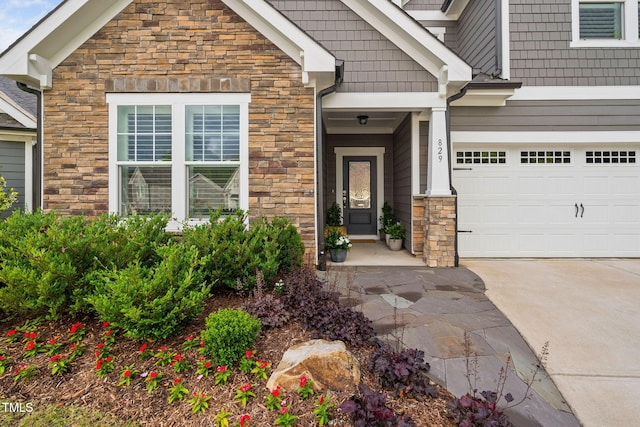 829 Churton Pl, Cary, NC 27518 - view of exterior entry with stone siding and concrete driveway