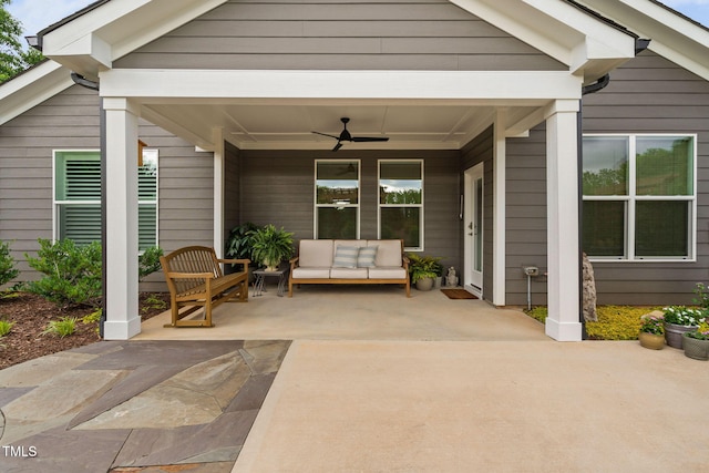 829 Churton Pl, Cary, NC 27518 - view of patio featuring a ceiling fan and an outdoor living space