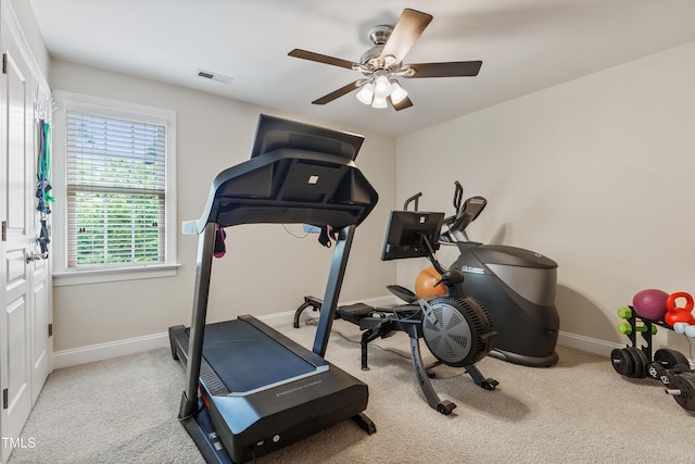 200 Cobblepoint Way, Holly Springs, NC 27540 - workout room with carpet floors, baseboards, and a ceiling fan