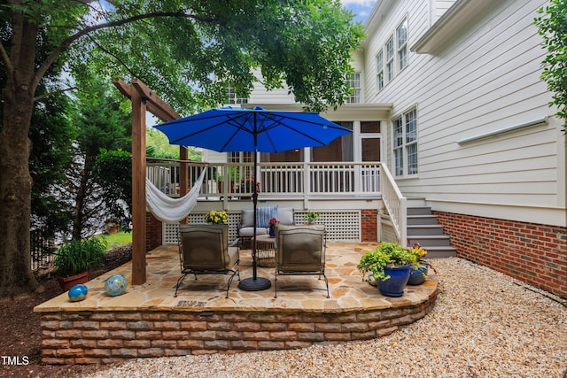 200 Cobblepoint Way, Holly Springs, NC 27540 - view of patio featuring stairway and a deck