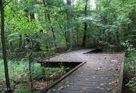 3204 Plaza Pl, Raleigh, NC 27612 - dock area featuring a wooded view
