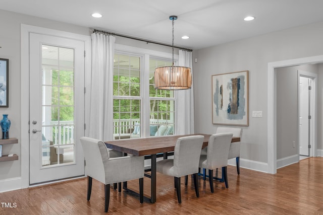 2711 Jordan Pointe Blvd, New Hill, NC 27562 - dining space with wood finished floors, baseboards, and recessed lighting
