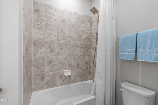 2711 Jordan Pointe Blvd, New Hill, NC 27562 - bathroom featuring shower / bath combination with curtain and toilet