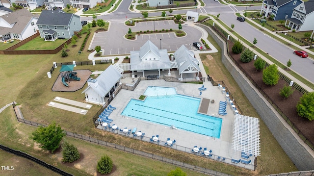 8925 Lee Brown Ridge Dr, Wake Forest, NC 27587 - aerial view of residential area with a pool area