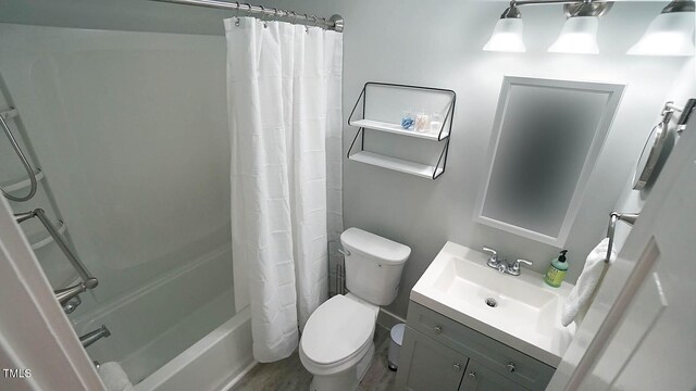 4613 Nesbit Ct, Raleigh, NC 27616 - full bathroom with toilet, shower / tub combo, vanity, and wood finished floors