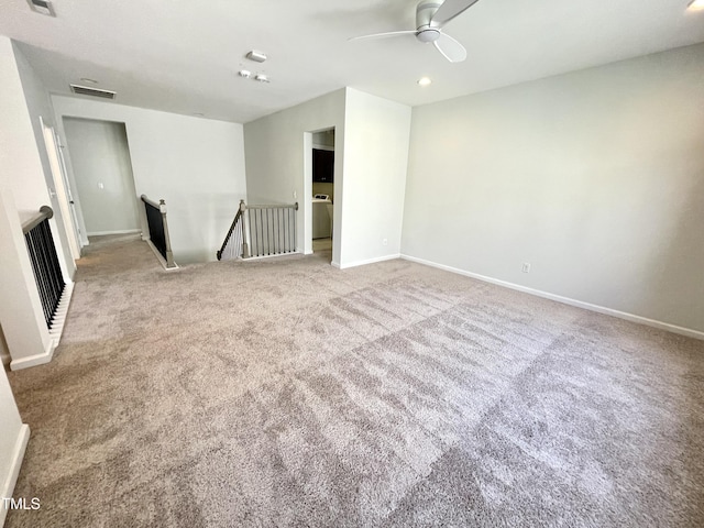 8813 Moss Glen Dr, Raleigh, NC 27617 - carpeted spare room with baseboards, ceiling fan, and recessed lighting