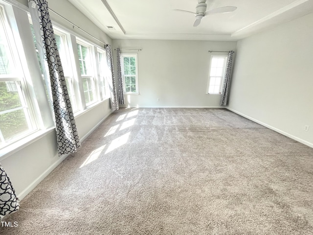 8813 Moss Glen Dr, Raleigh, NC 27617 - empty room with carpet flooring, a ceiling fan, and baseboards