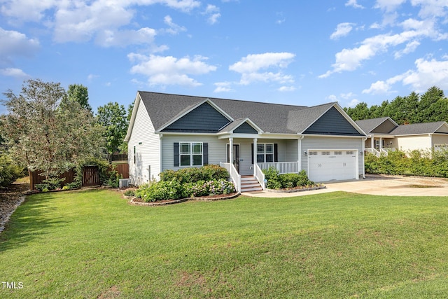 view of front of property featuring covered porch, driveway, and an attached garage