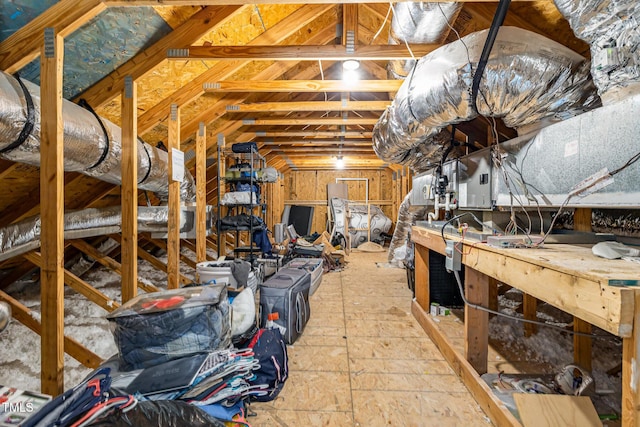view of unfinished attic