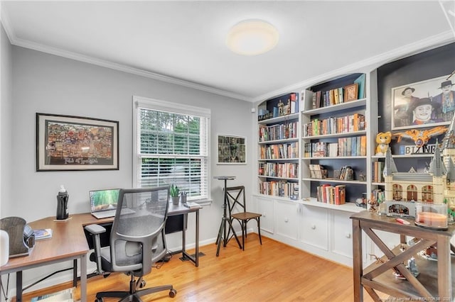 503 Charleston Pl, Fayetteville, NC 28303 - office area with light wood-style flooring and crown molding