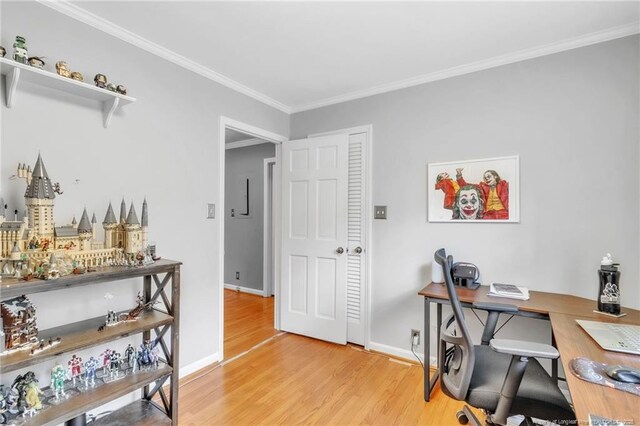 503 Charleston Pl, Fayetteville, NC 28303 - office with light wood-type flooring, baseboards, and ornamental molding