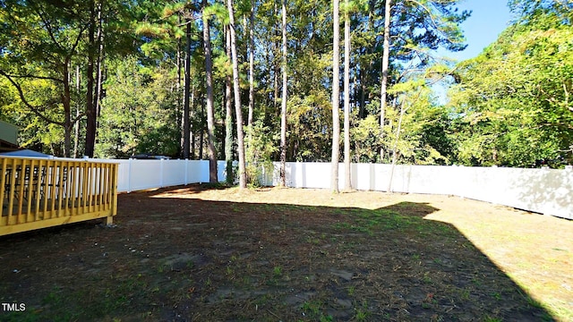 fenced backyard featuring a wooden deck