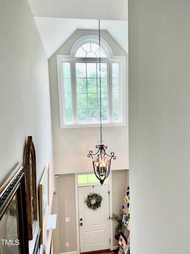 327 Beavertail Rd, Henderson, NC 27537 - foyer entrance featuring a chandelier and high vaulted ceiling