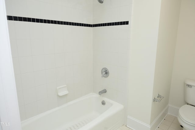 107 Silo Dr, Chapel Hill, NC 27514 - bathroom with toilet, baseboards, bathtub / shower combination, and tile patterned floors