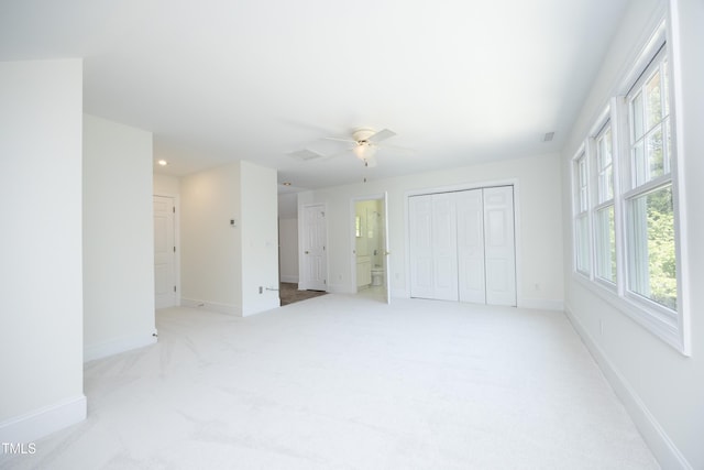 107 Silo Dr, Chapel Hill, NC 27514 - unfurnished bedroom with carpet, a closet, baseboards, recessed lighting, and ceiling fan