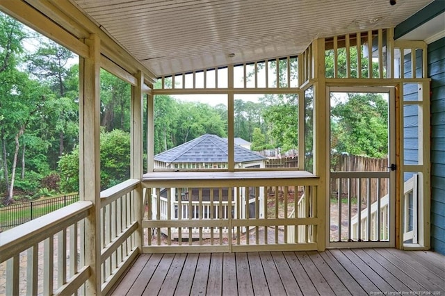 view of unfurnished sunroom
