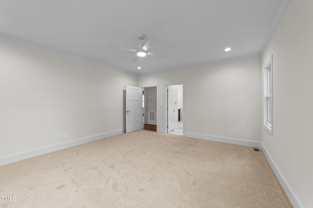 525 Allesandra Dr, Clayton, NC 27527 - unfurnished bedroom with crown molding, light carpet, baseboards, recessed lighting, and ensuite bath