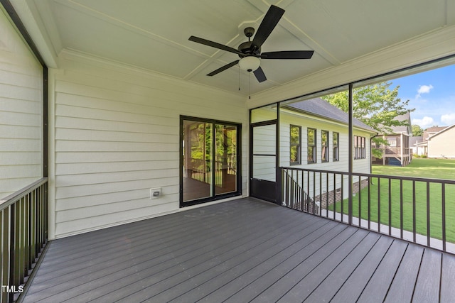 525 Allesandra Dr, Clayton, NC 27527 - deck with ceiling fan and a lawn