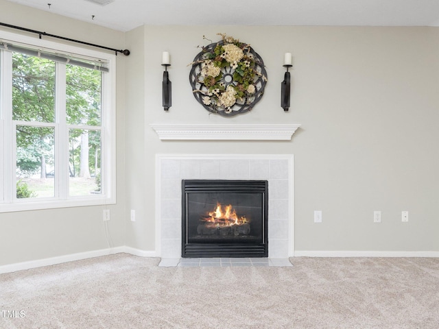 1911 Falls Landing Dr Unit 106, Raleigh, NC 27614 - detailed view of a fireplace, carpet flooring, and baseboards