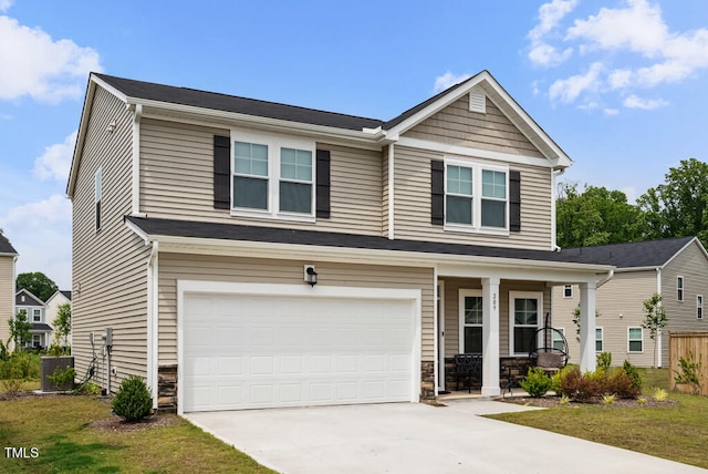 209 White Farm Dr, Wendell, NC 27591 - craftsman inspired home with an attached garage, covered porch, driveway, and stone siding