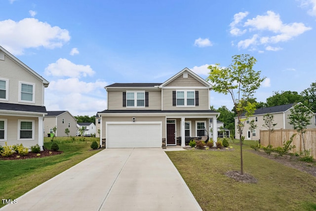 209 White Farm Dr, Wendell, NC 27591 - traditional-style house featuring driveway, a garage, and covered porch